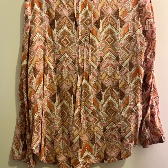 J.Jill Bohemian Patterned V-Neck Blouse - Picture 2 of 3